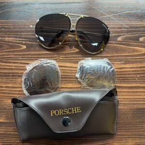Vintage Porsche aviator sunglasses with case and replacement lenses